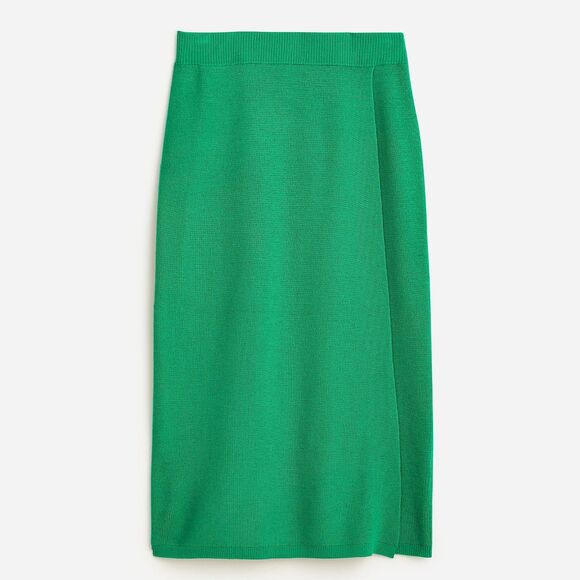 J. Crew Merino Wool Wrap Sweater Skirt - Green M - Picture 1 of 8
